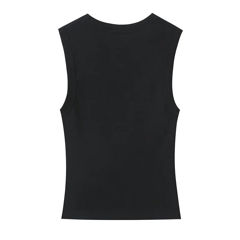 Women's Deep V Neck Polyester Tank Top with Sleeveless Fitted Cut