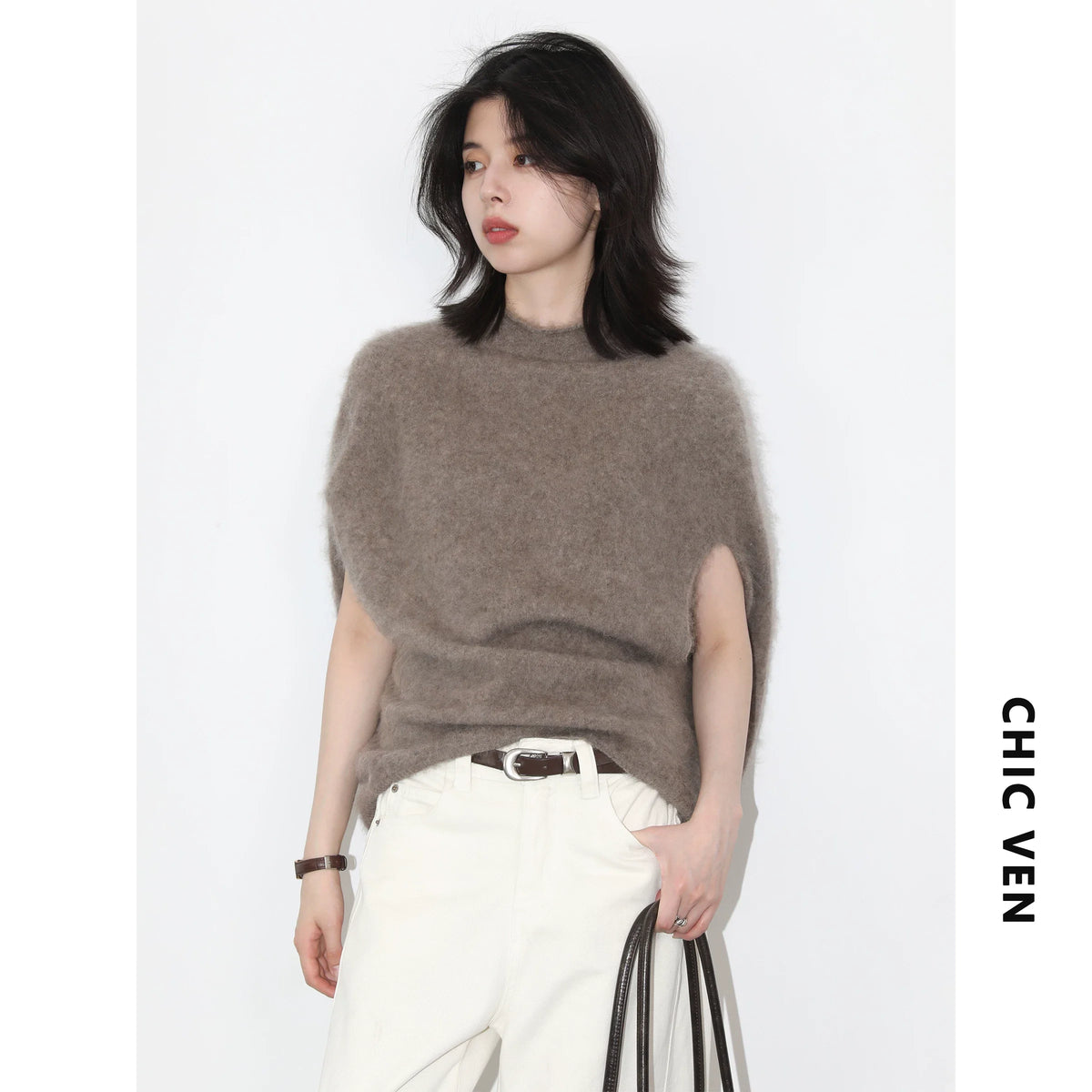 Women's Wide Draped Pullover Shoulder Poncho Poncho Casual Knit Layer