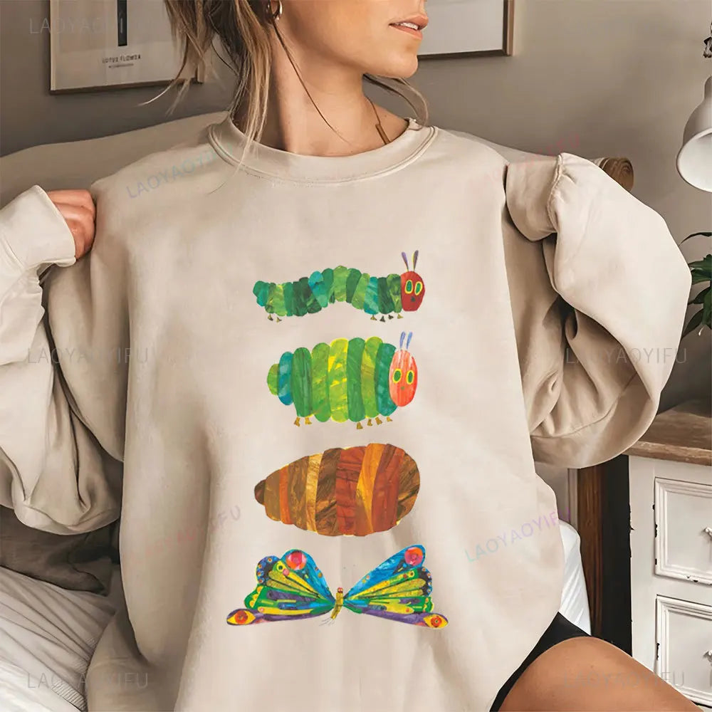 Caterpillar Graphic Long Sleeve Pullover Casual Sweatshirt for Layering