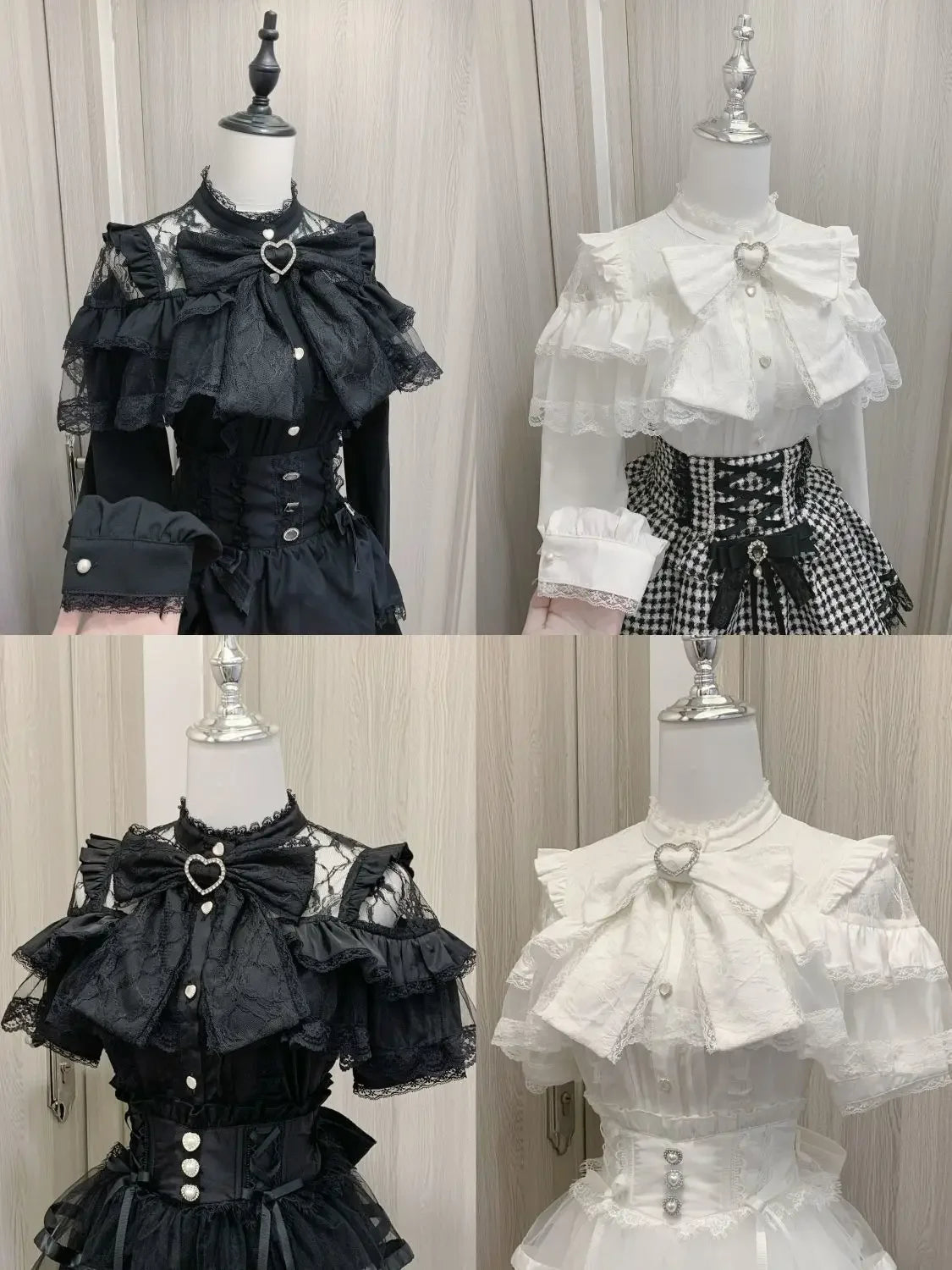Women's Lace Trim Bow Detail Shirt with Sleeve Style Options