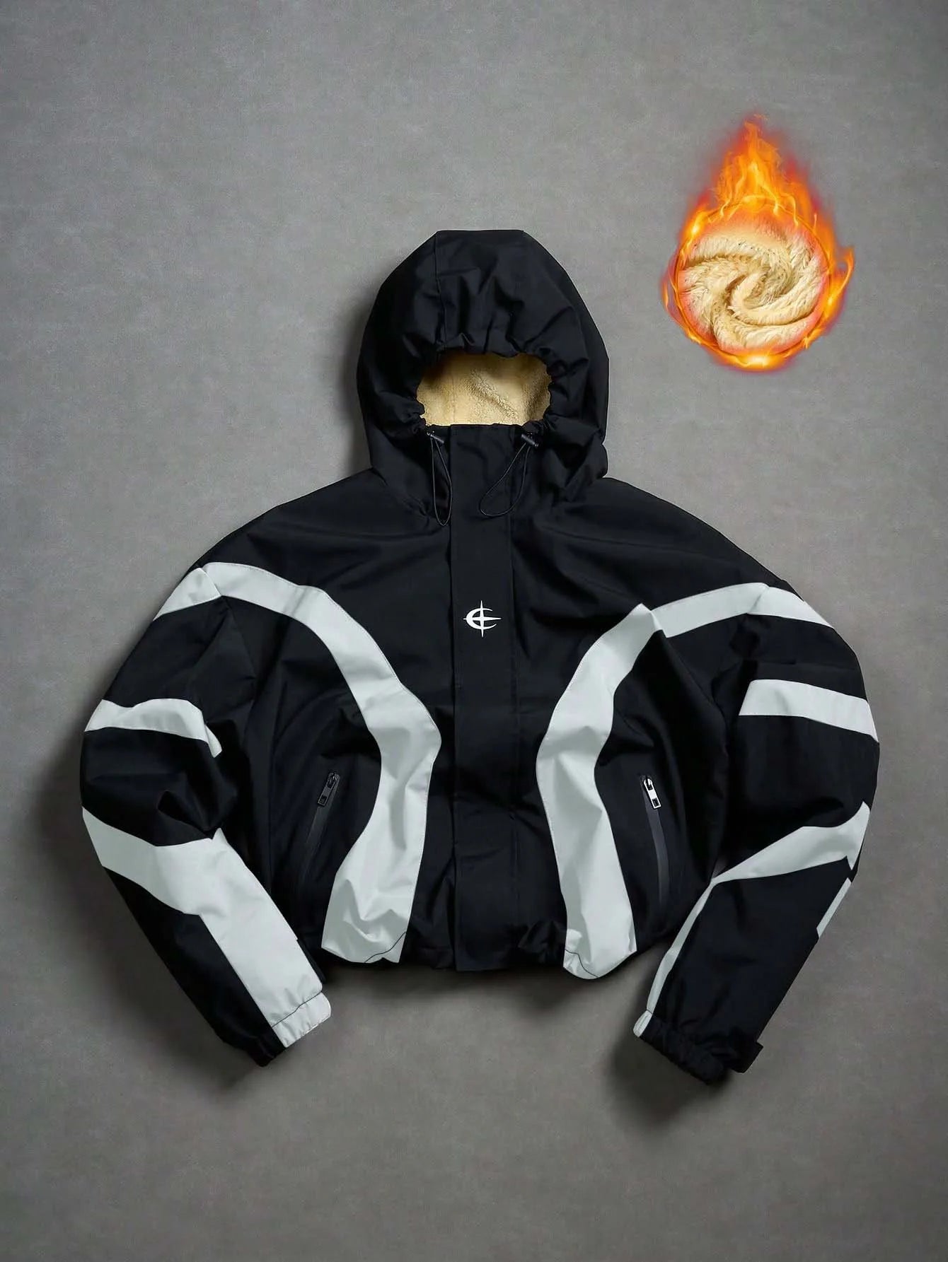 Hooded Long Sleeve Full Zip Casual Streetwear Jacket