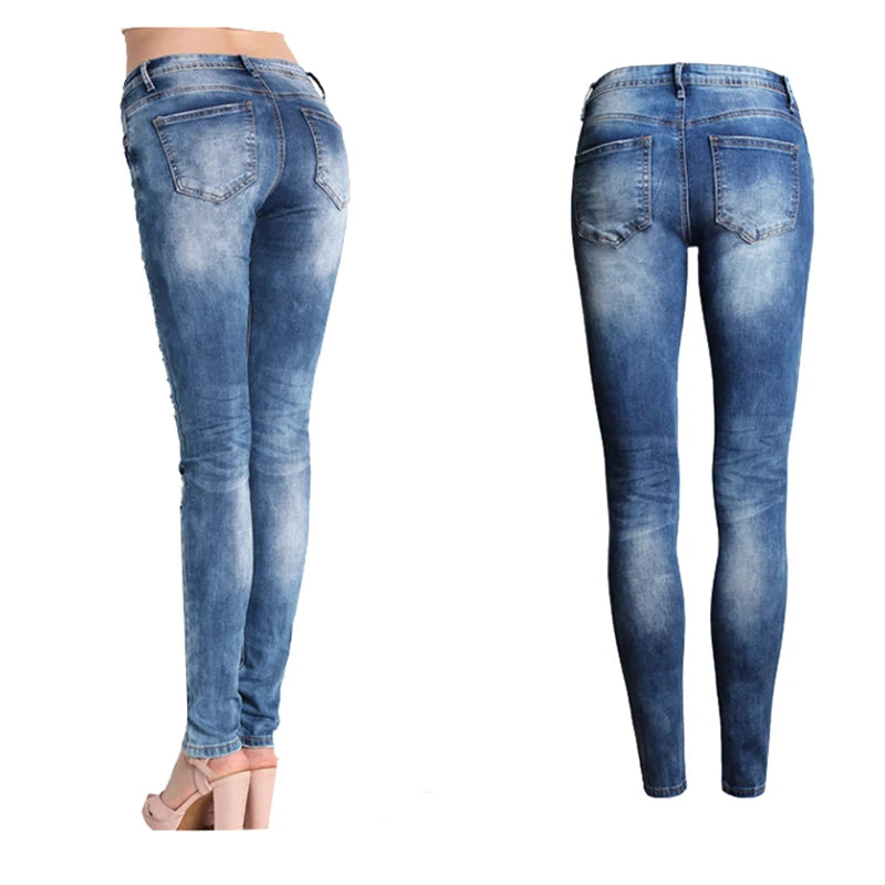 Women's Ripped Skinny Fit Denim Jeans For Everyday Outfits