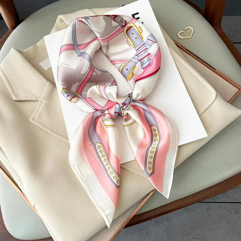 Ornate Print Square Scarf with Decorative Border Patterns