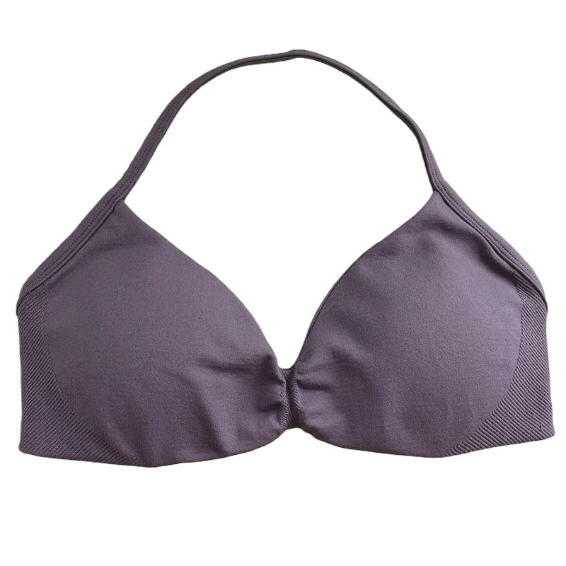 Women's Ruched Halter Neck Sports Bra