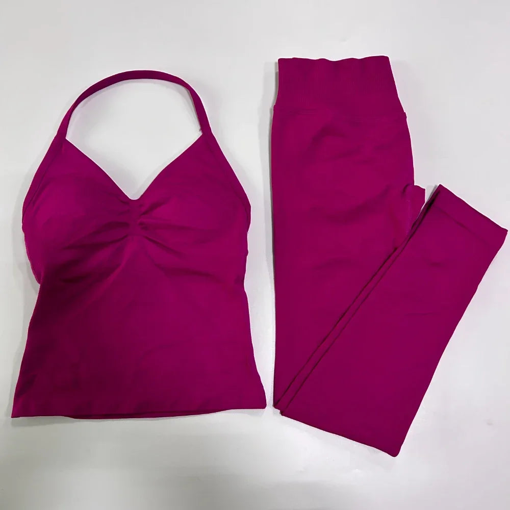 Women's Thin Strap Tank And Leggings Yoga Set