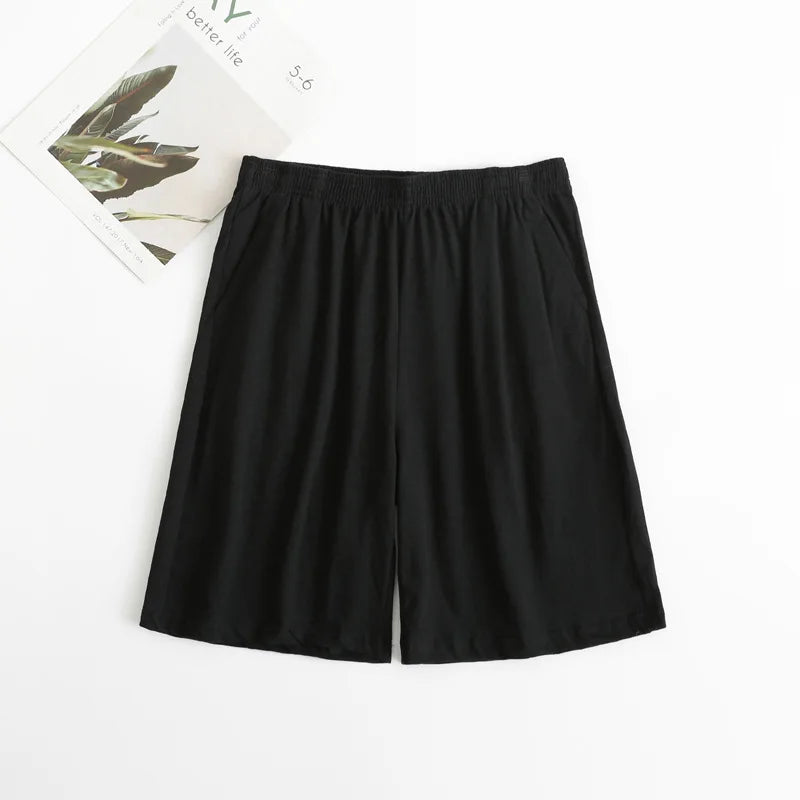 Men's Solid Elastic Waist Straight Leg Lounge Sleep Shorts