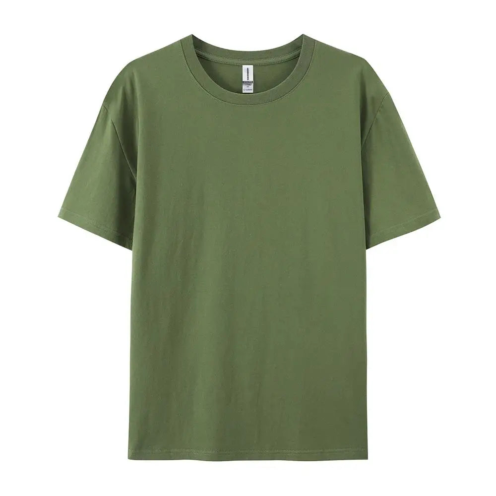 Solid Crew Neck Short Sleeve Cotton Casual T Shirt