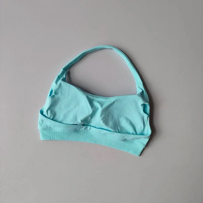 Women's Ruched Halter Neck Sports Bra