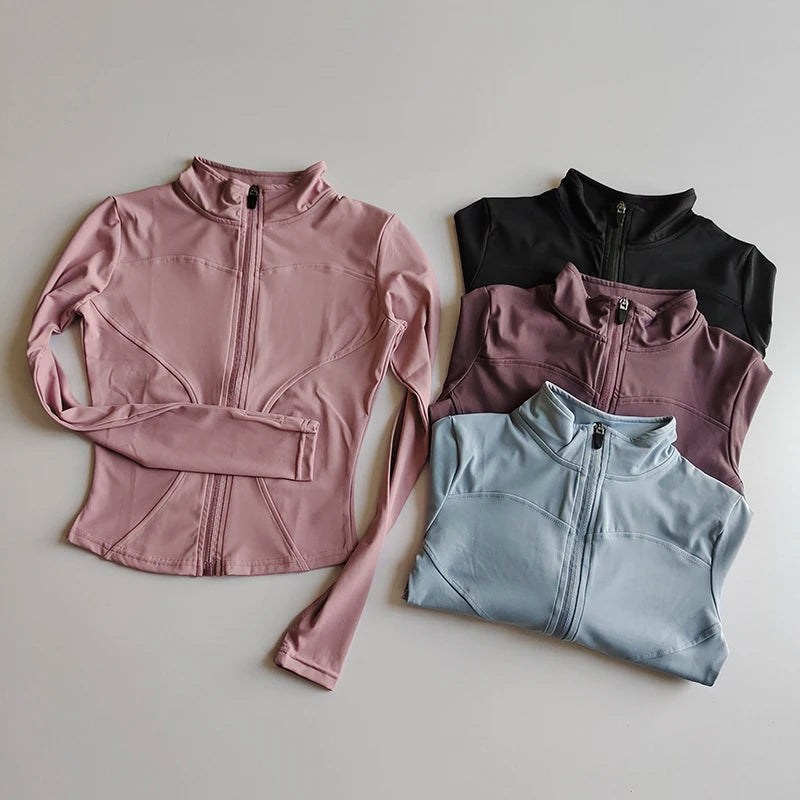 Stand Collar Long Sleeve Full Zip Yoga Training Jacket