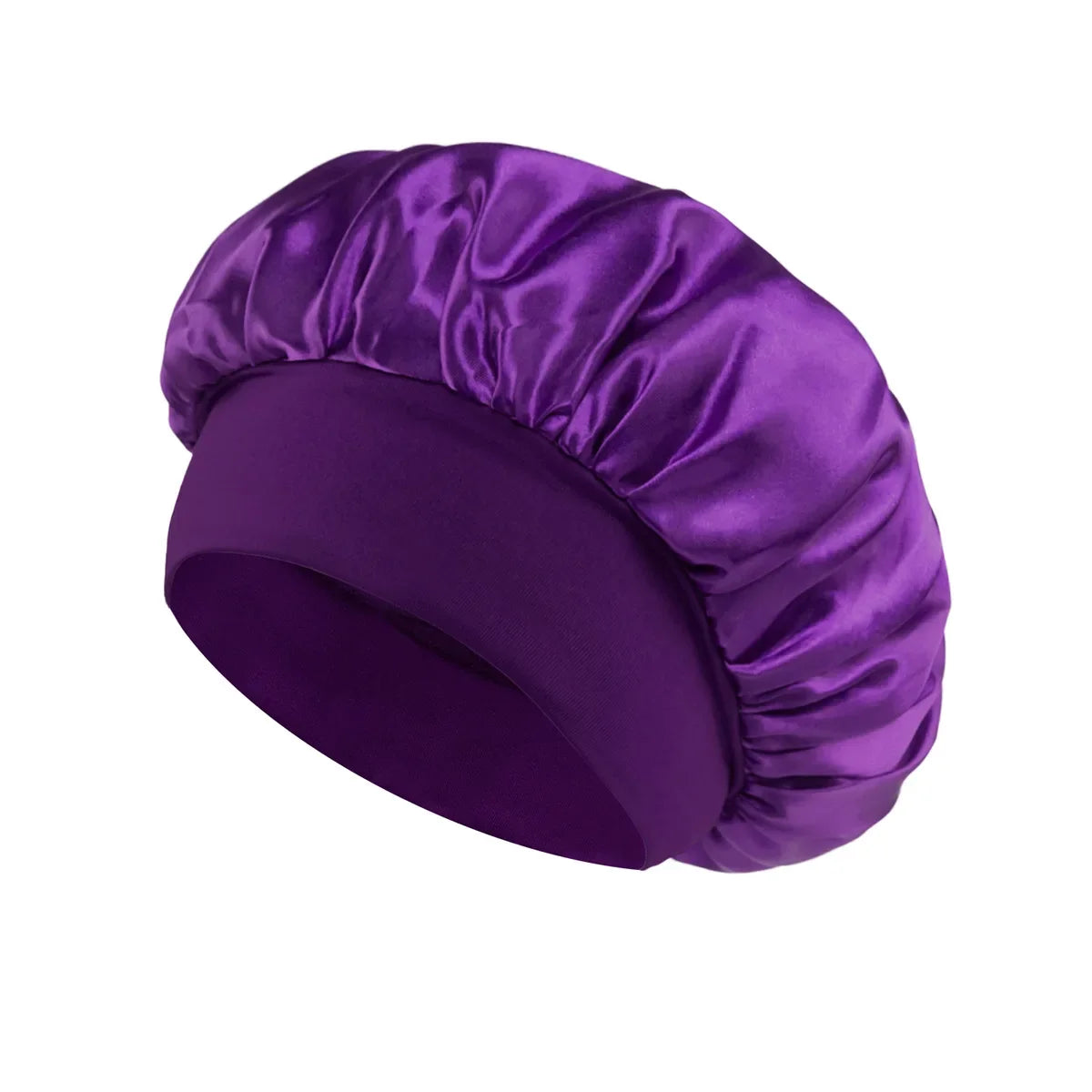 Women's Satin Sleep Bonnet with Wide Elastic Band and Color Options