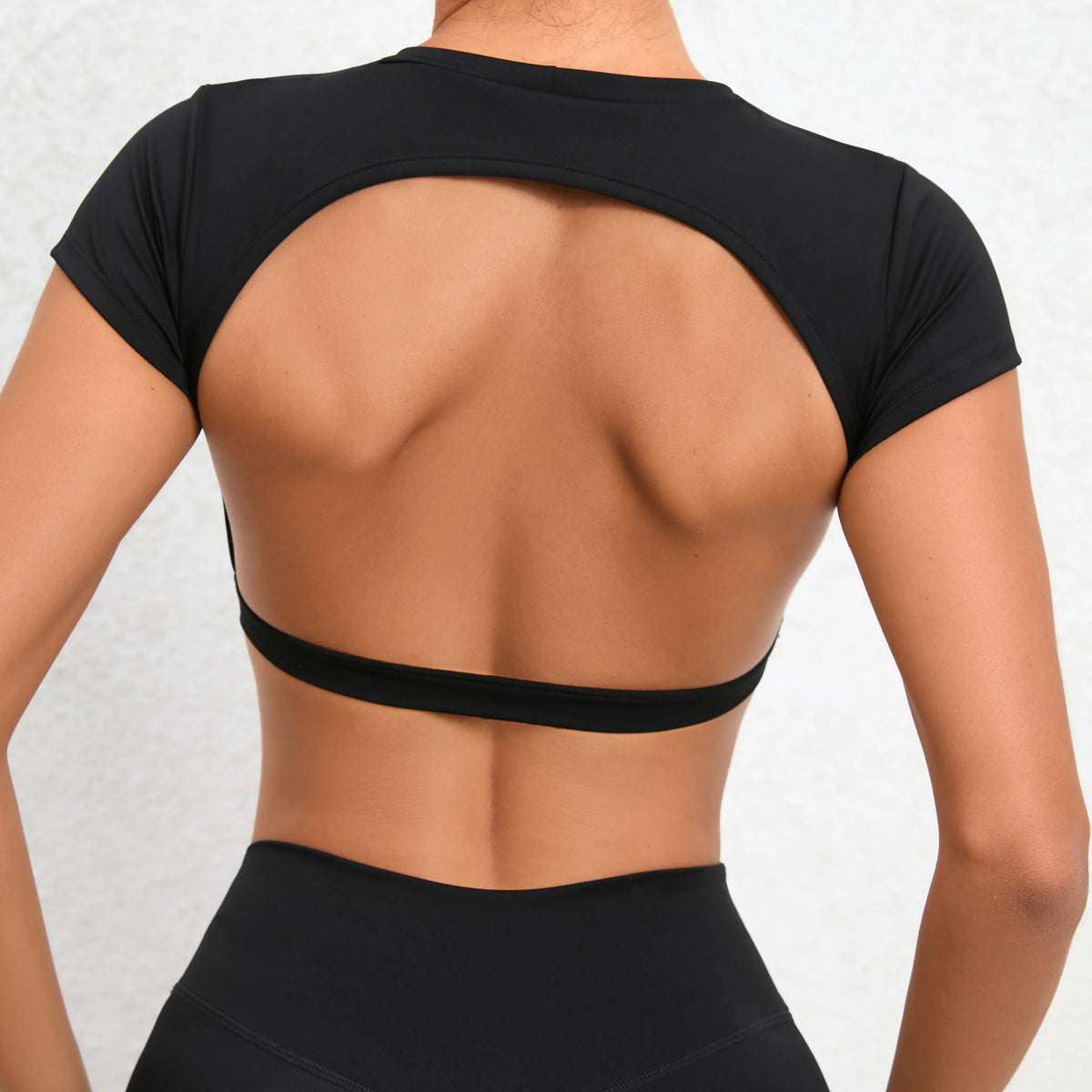 Women's Open Back Cap Sleeve Sports Crop Top