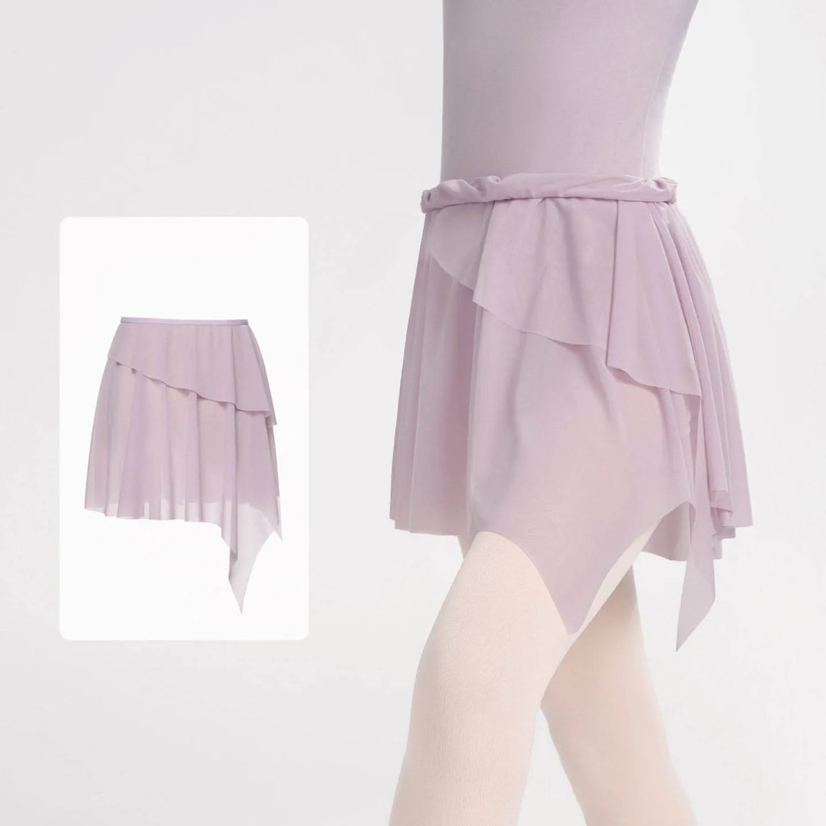 Women's Asymmetric Mesh Ballet Skirt with Elastic Waist for Practice