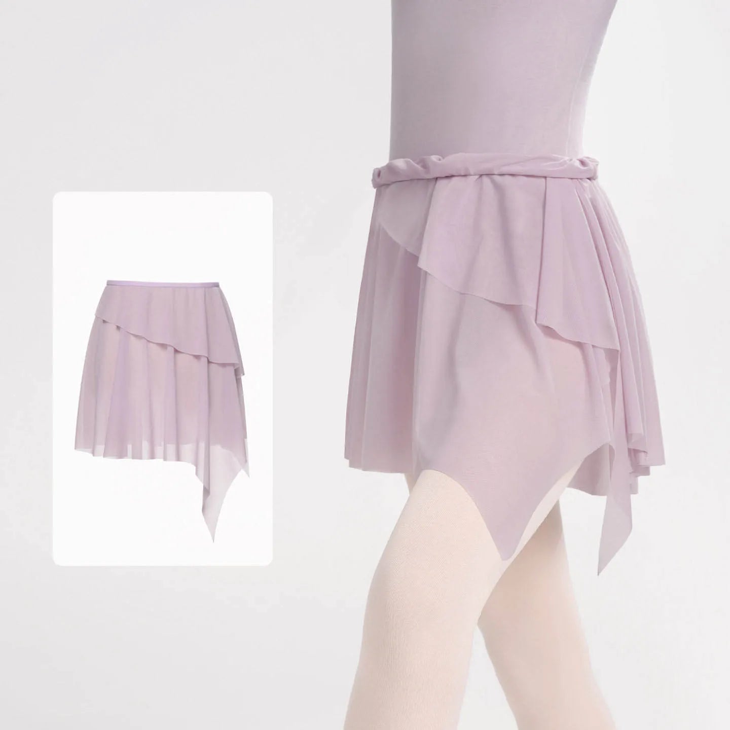 Women's Asymmetric Mesh Ballet Skirt with Elastic Waist for Practice