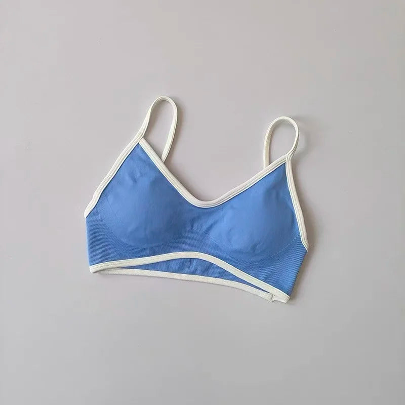 Women's Contrast Trim Thin Strap Sports Bra