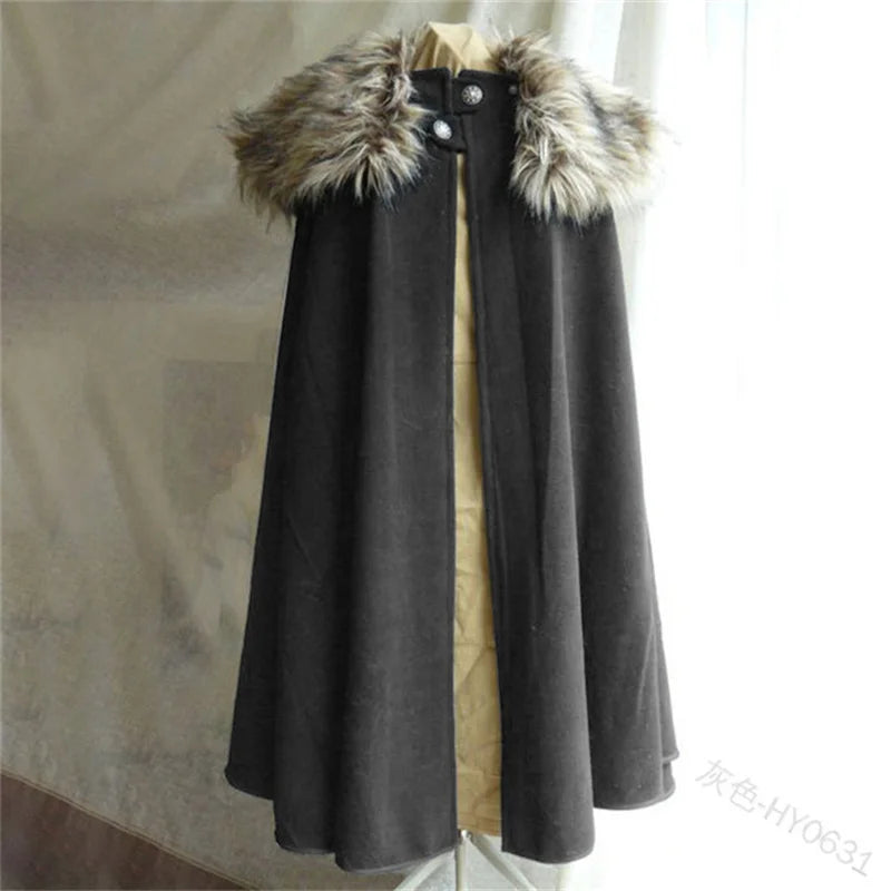 Long Plush Collar Cape for Layering over Outfits