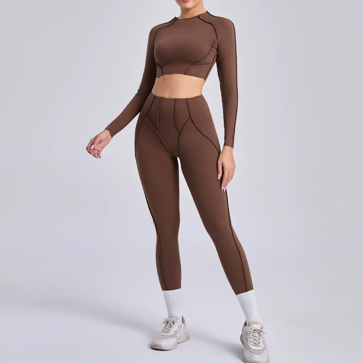 Women's Contrast Seam Bra And Leggings Yoga Set