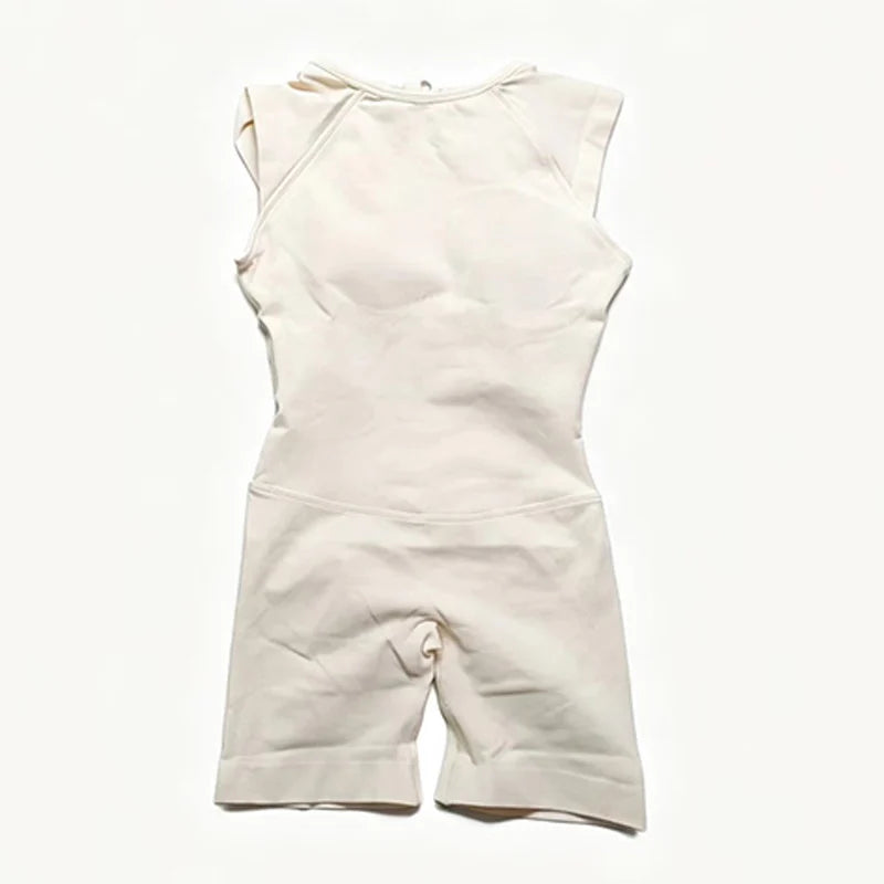 Women's Cap Sleeve Nylon Workout Romper with Open Back and Short Legs
