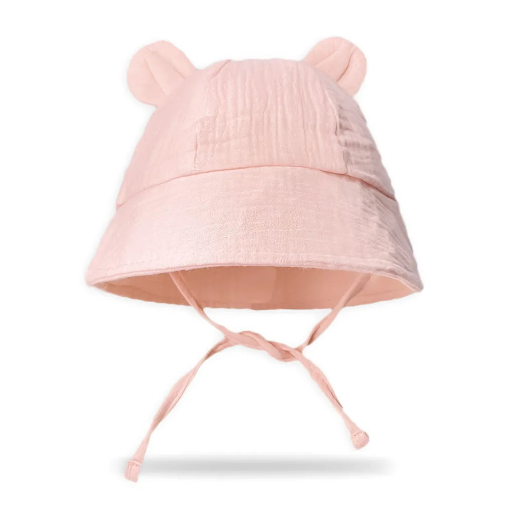 Children's Bucket Hat with Decorative Ears and Chin Ties