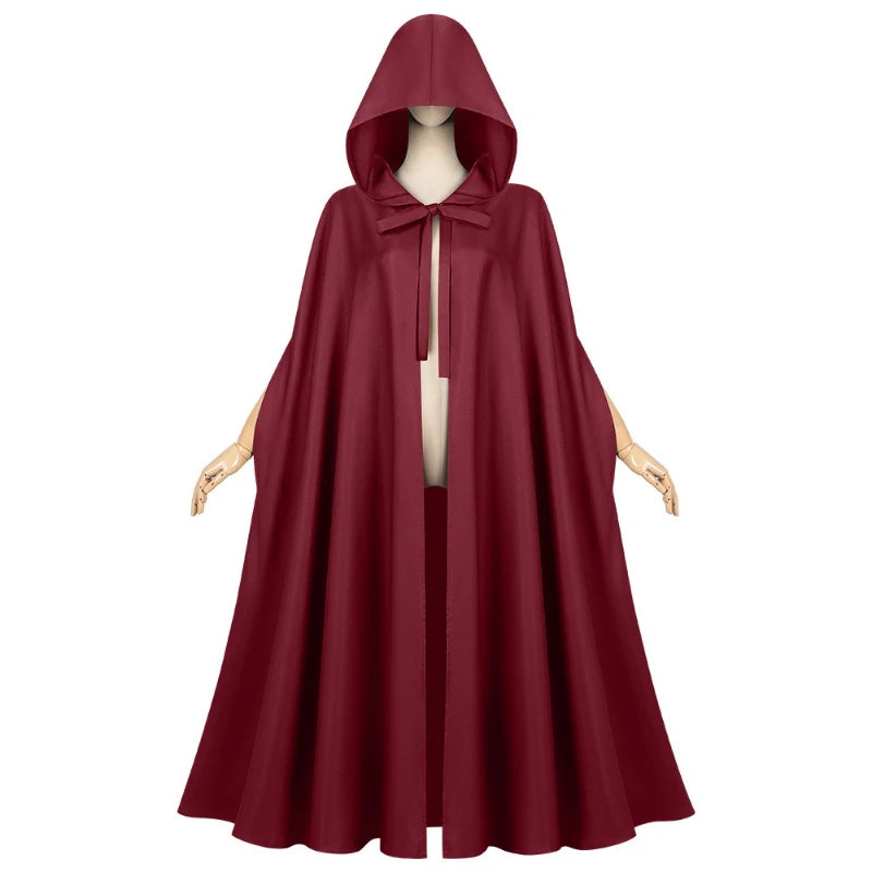 Long Hooded Tie Front Cape for Layering over Outfits