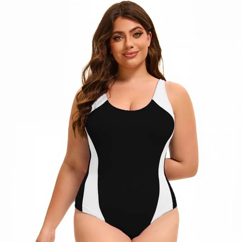 Women's Colour Block Cross Back Strappy One Piece Swimsuit