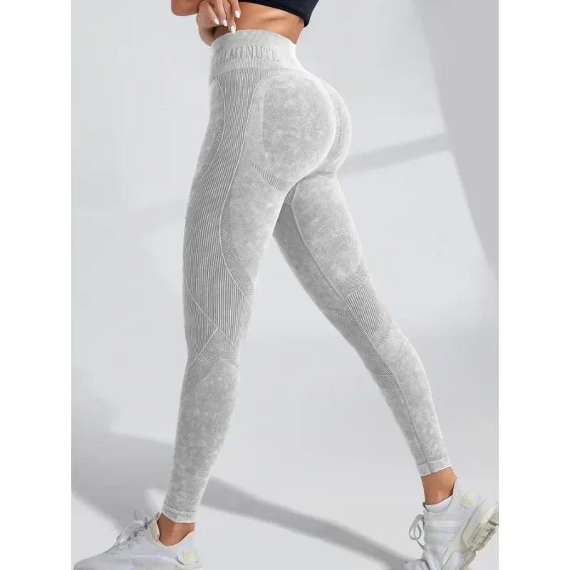 Women's High-Waist Washed-Look Stretch Knit Yoga Leggings