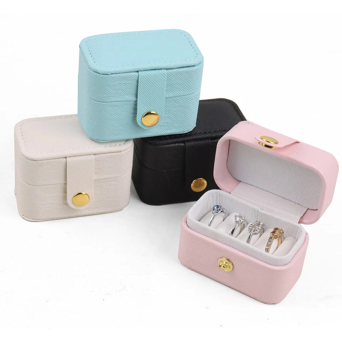 Mini Portable Leather Jewelry Storage Bag Travel Organizer Case for Ring Necklace Earrings Gift Box