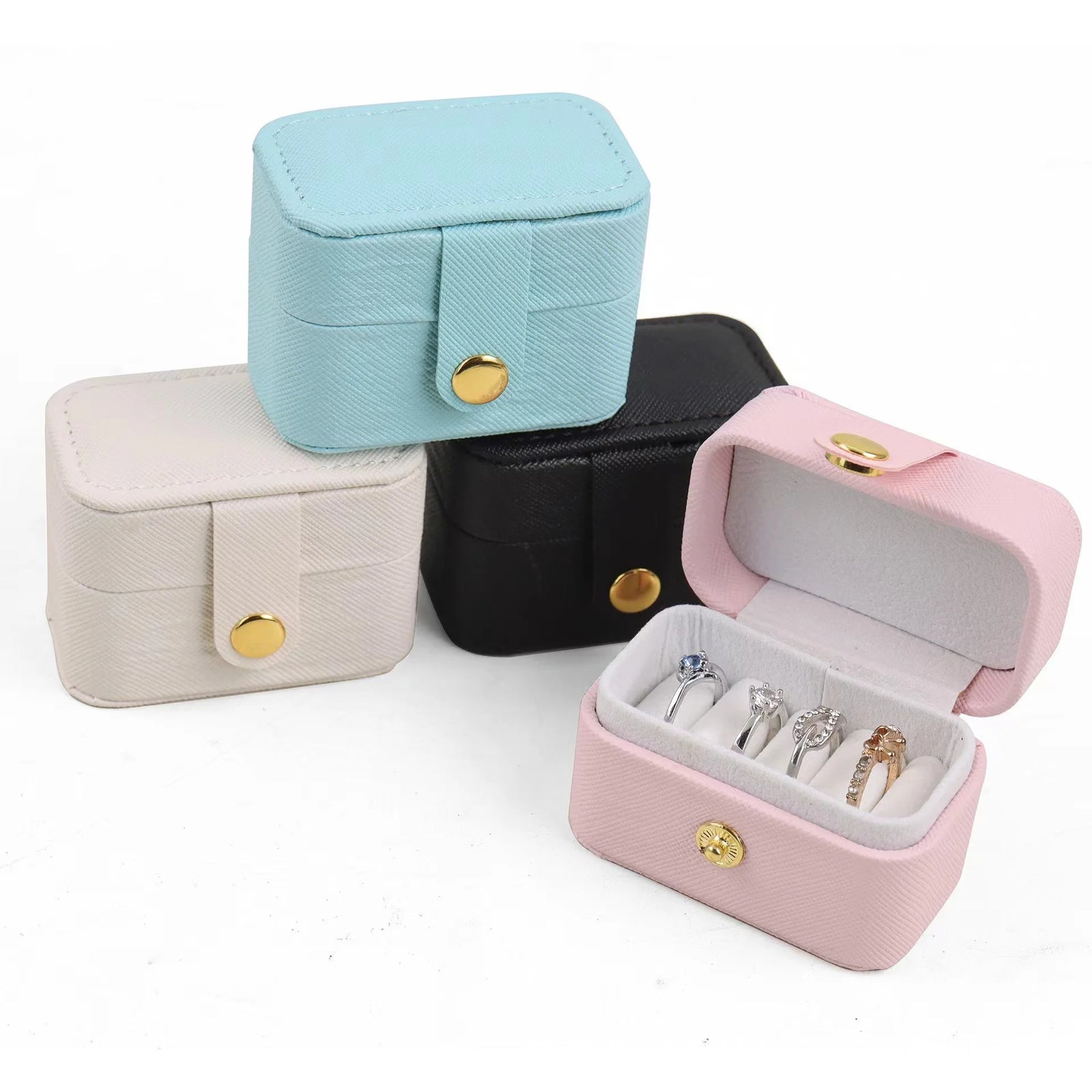 Mini Portable Leather Jewelry Storage Bag Travel Organizer Case for Ring Necklace Earrings Gift Box