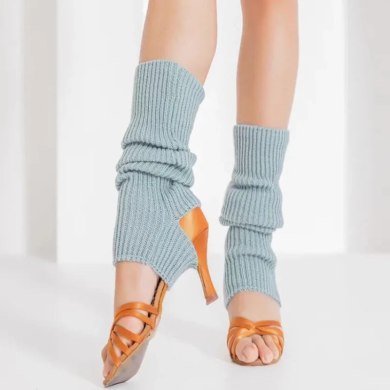 Solid Ribbed Leg Warmers with Slouchy Stirrup Shape