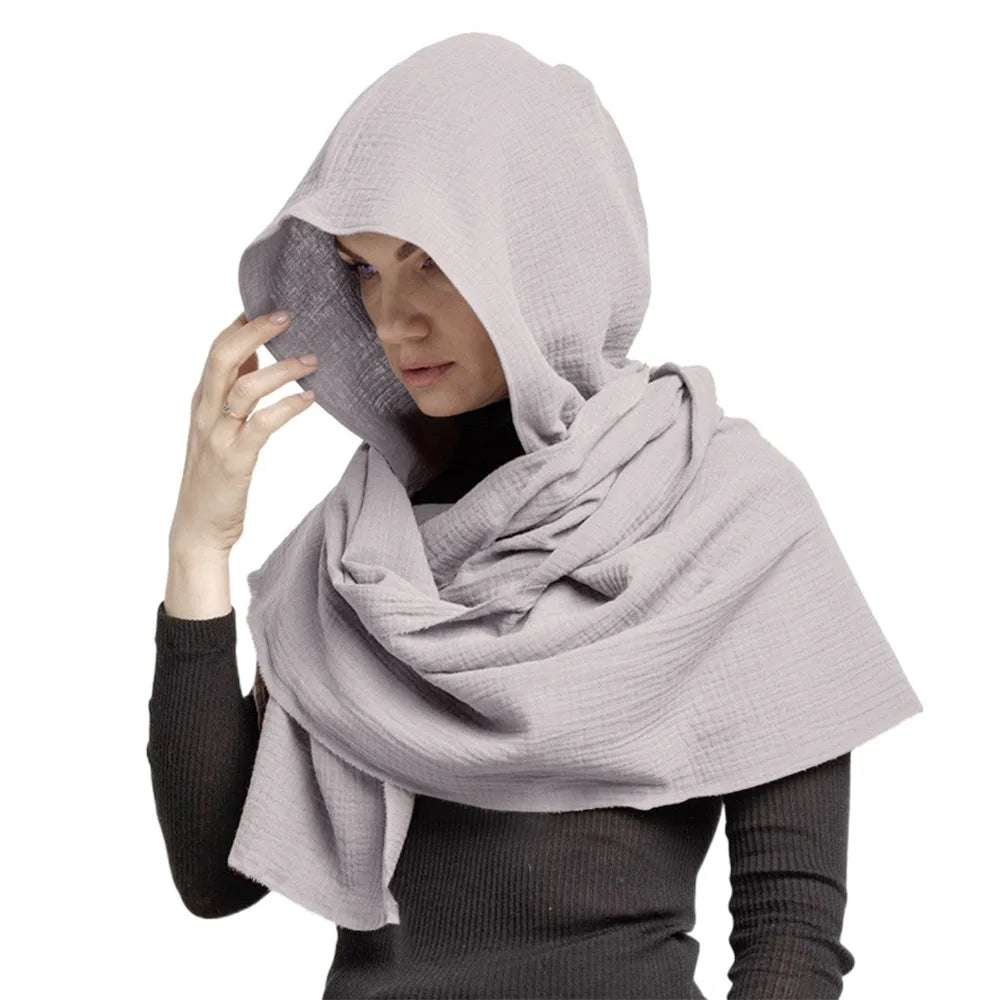 Hooded Draped Cowl Scarf for Layering over Outfits