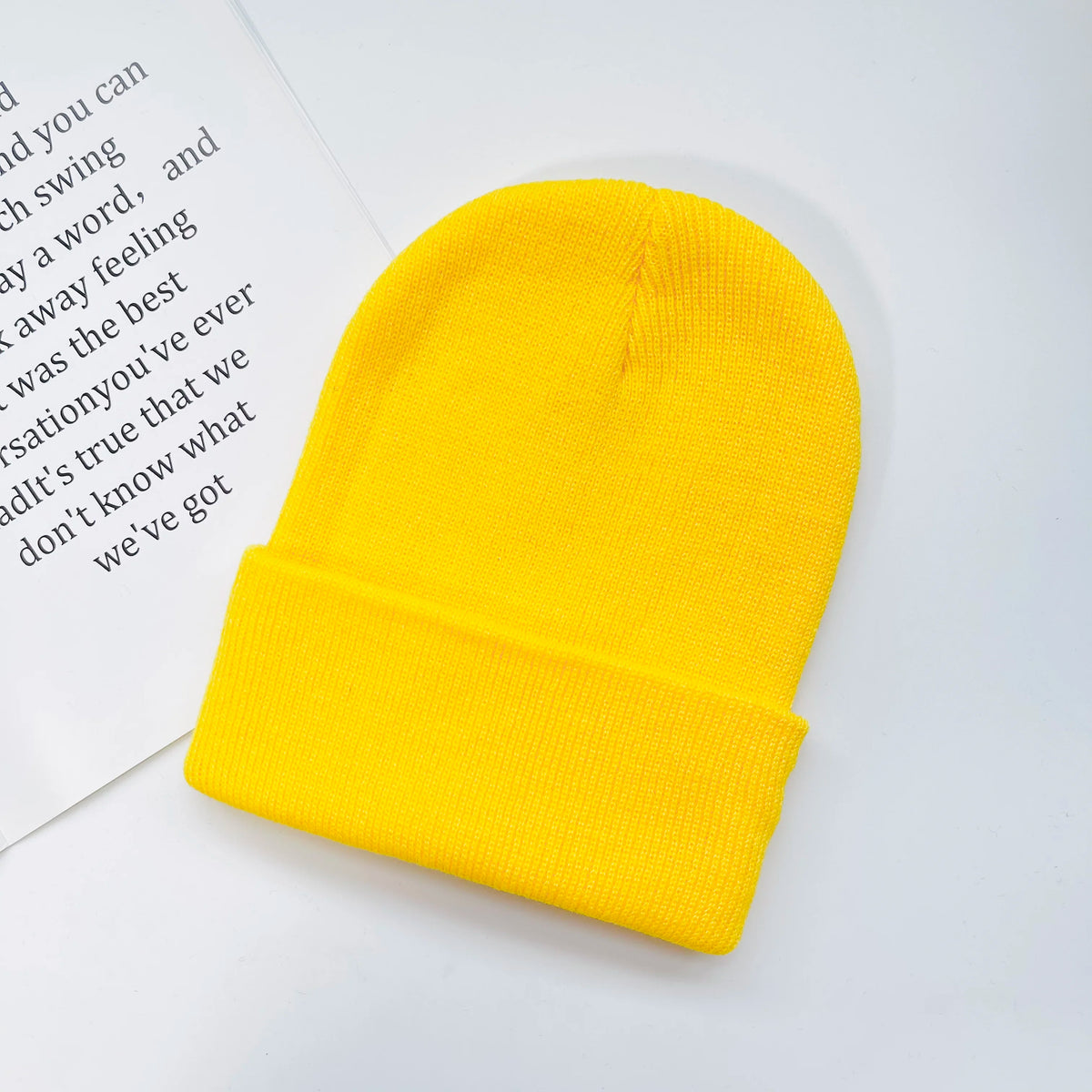 Solid Knit Beanie with Folded Cuff and Color Choices