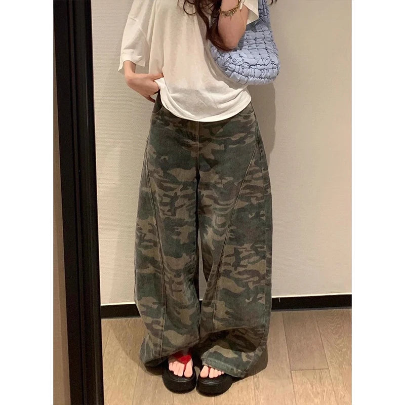 Women's Camouflage Wide Leg Casual Pants For Everyday Outfits