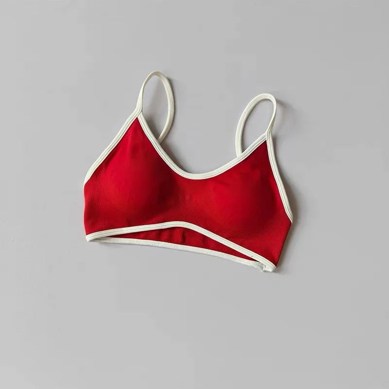 Women's Contrast Trim Thin Strap Sports Bra