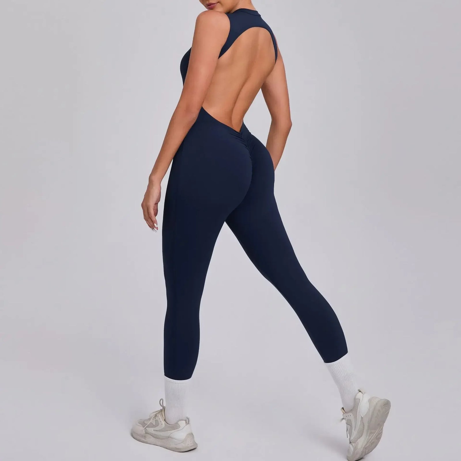 Women's High Neck Workout One Piece with Back Cutout and Leg Length Options