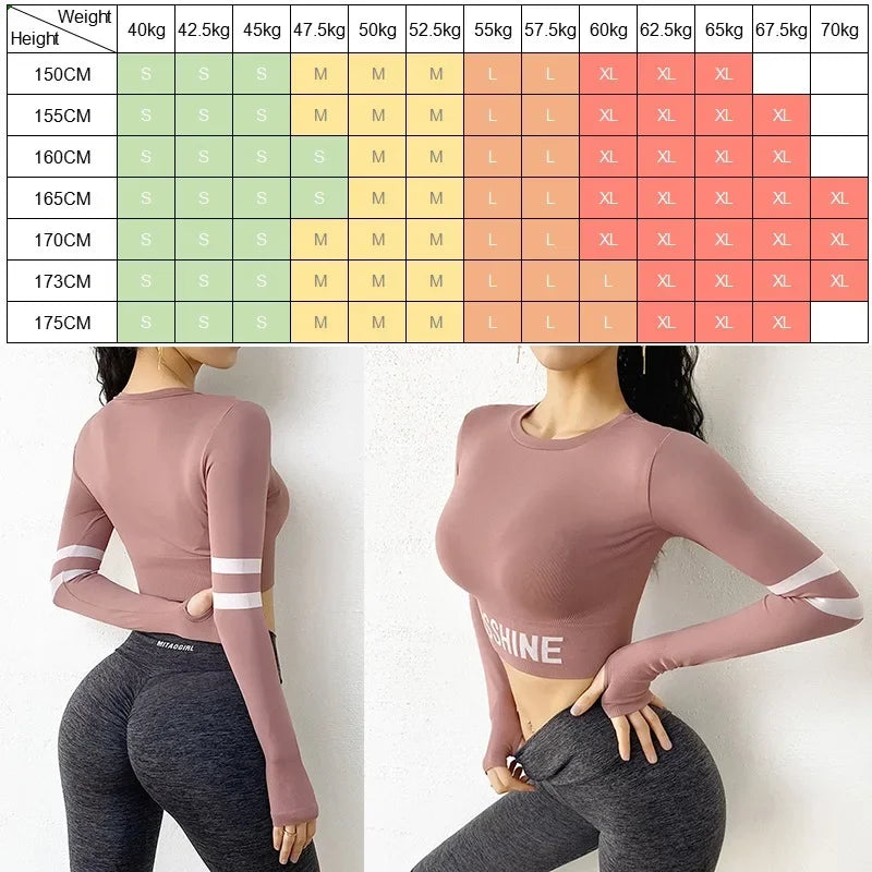 Women's Contrast-Stripe Long-Sleeve Workout Crop Top