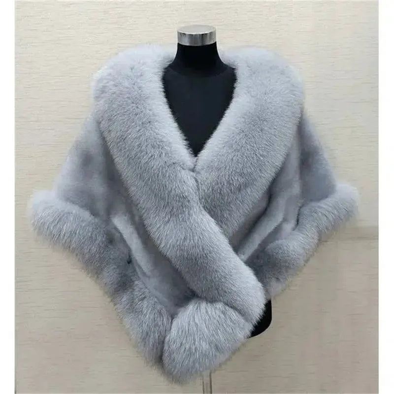 Plush Crossover Wrap Cape for Layering over Outfits