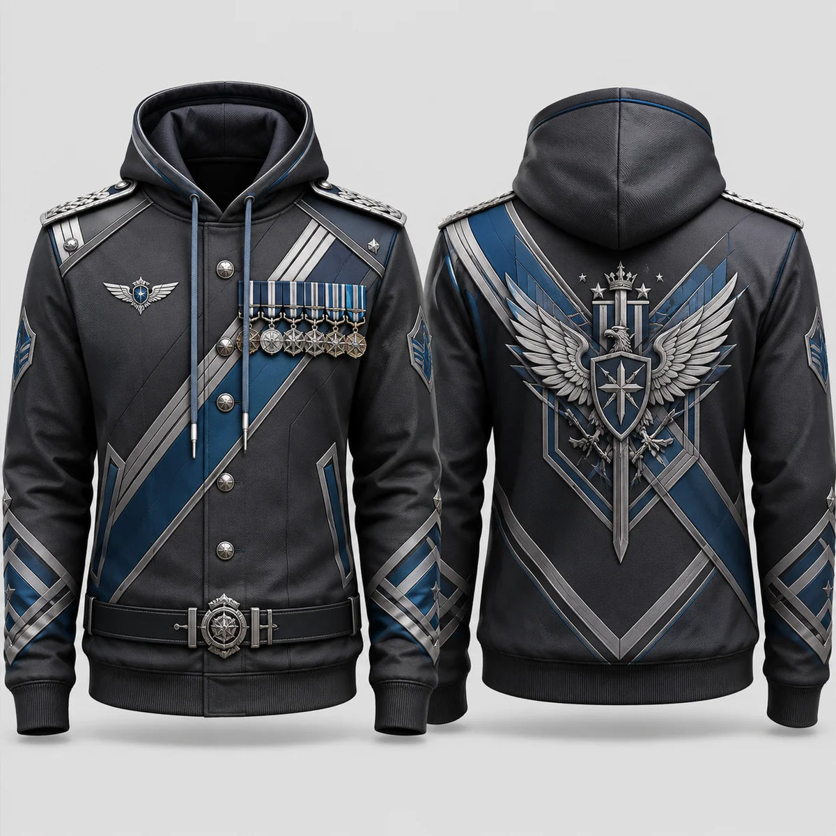 Ceremonial-Inspired Graphic Long-Sleeve Zip-Front Hoodie