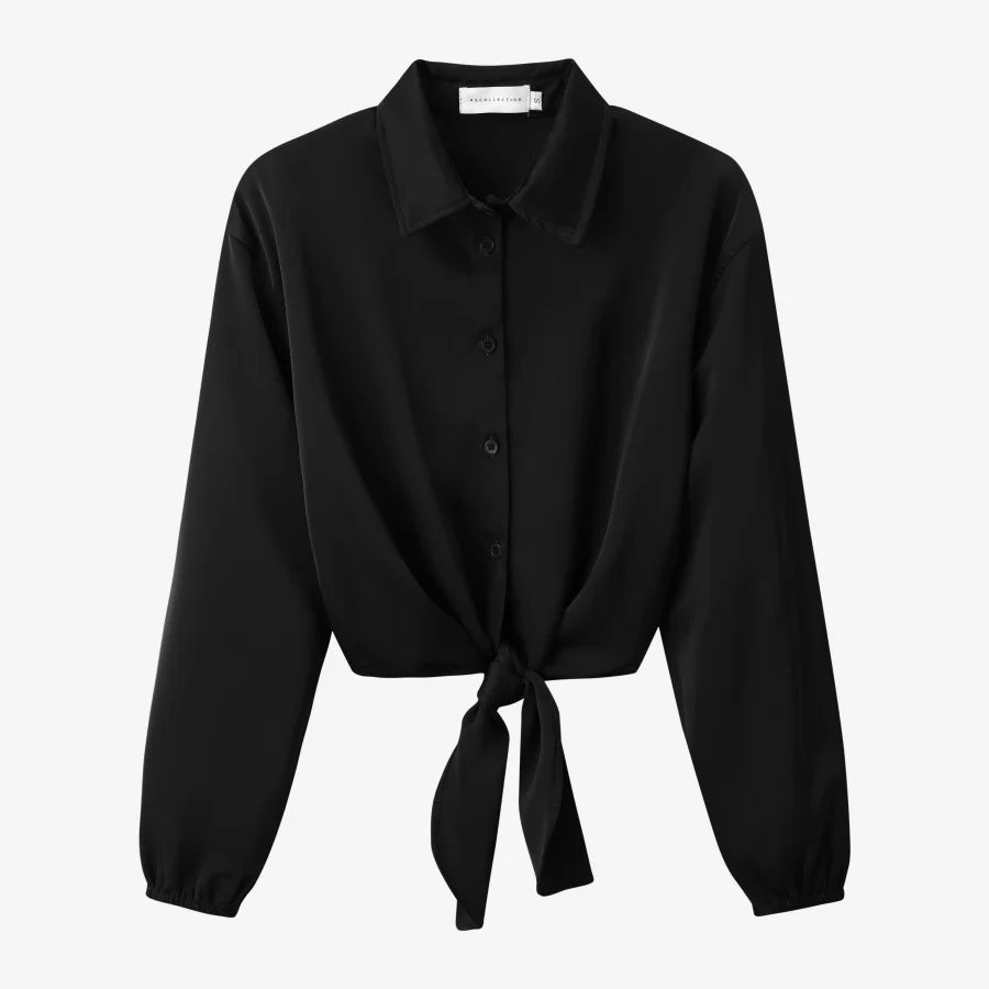 Women's Tie Front Satin Look Shirt and Dress Selection