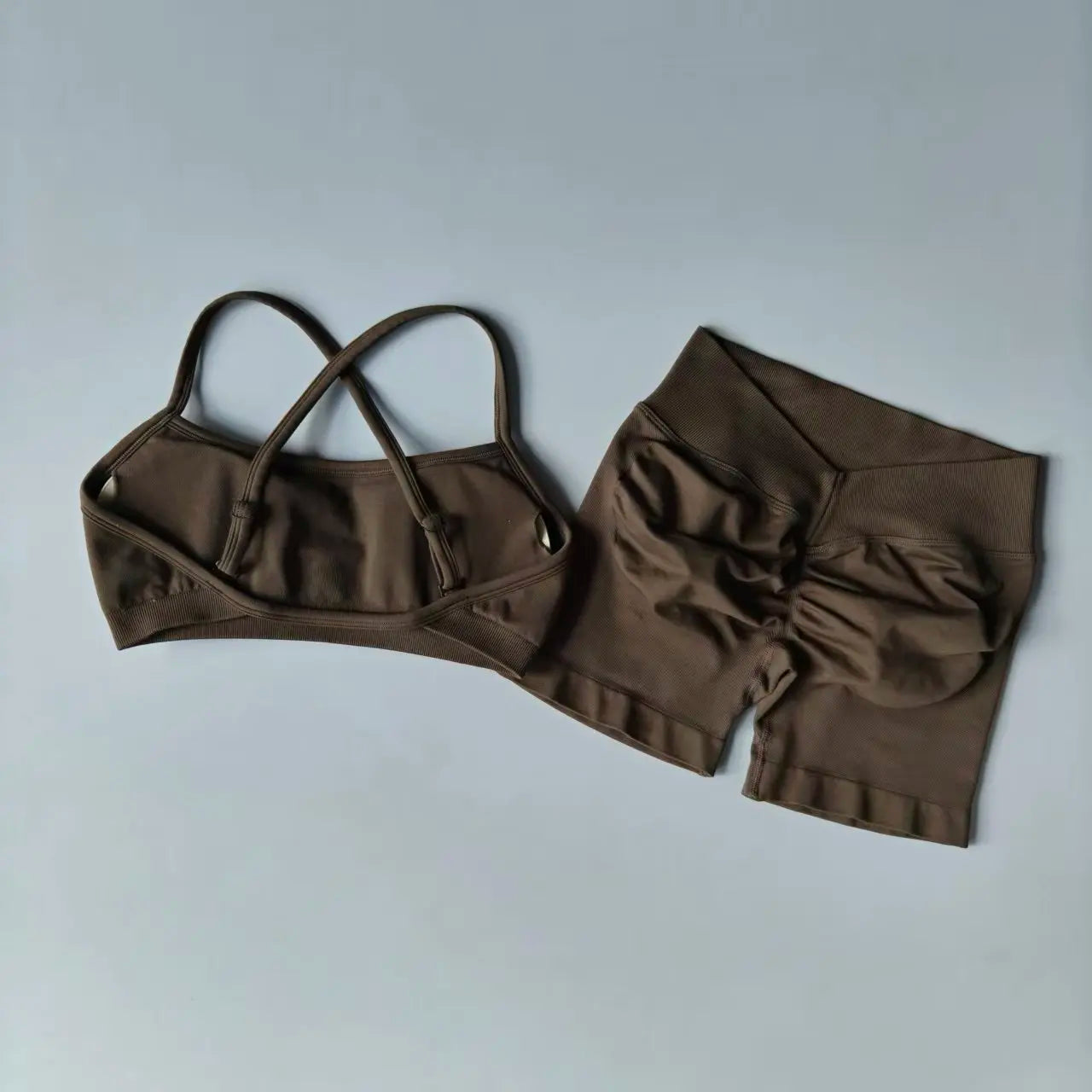 Women's Cross Strap Bra And Shorts Yoga Set