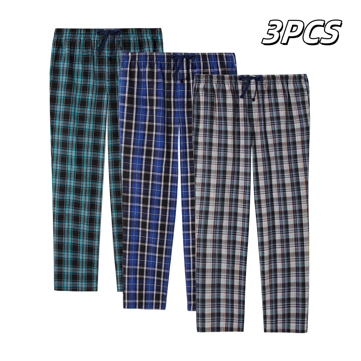 Men's Plaid Elastic Waist Lounge Pants with Pack Options