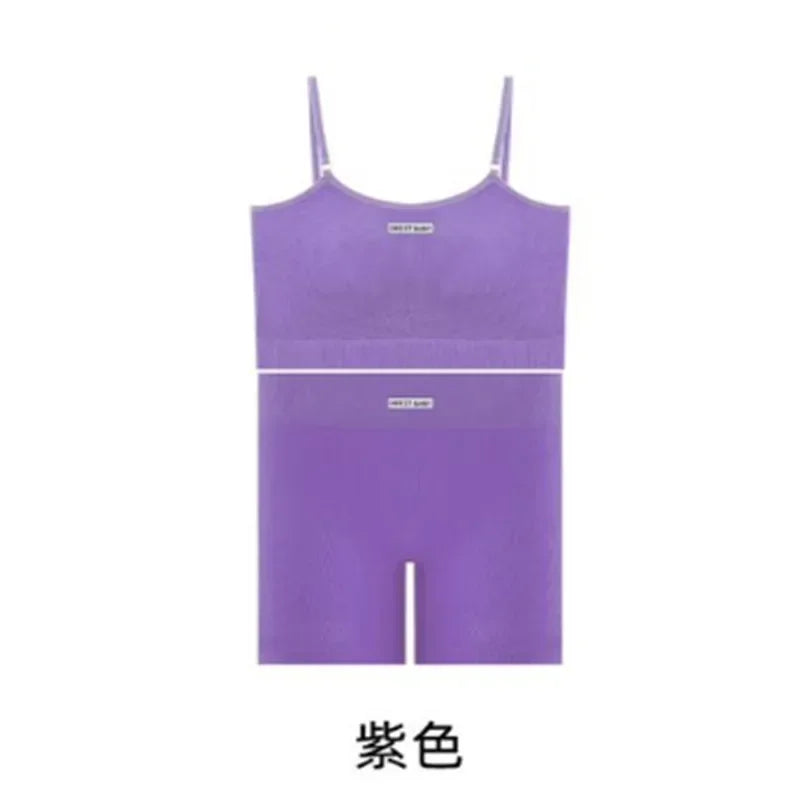 Women's Thin Strap Tank And Shorts Yoga Set