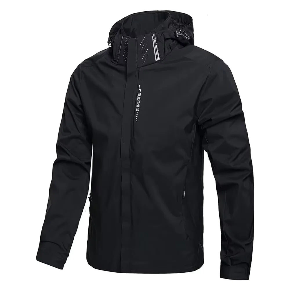 Hooded Long Sleeve Full Zip Outdoor Rain Jacket
