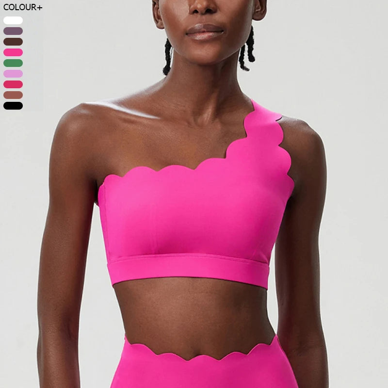 Women's Scalloped One Shoulder Sports Bra