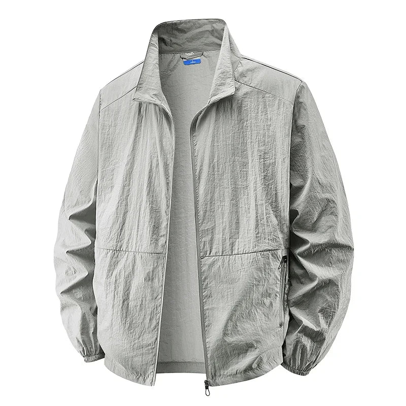 Collared Long Sleeve Full Zip Outdoor Hiking Jacket with Pockets