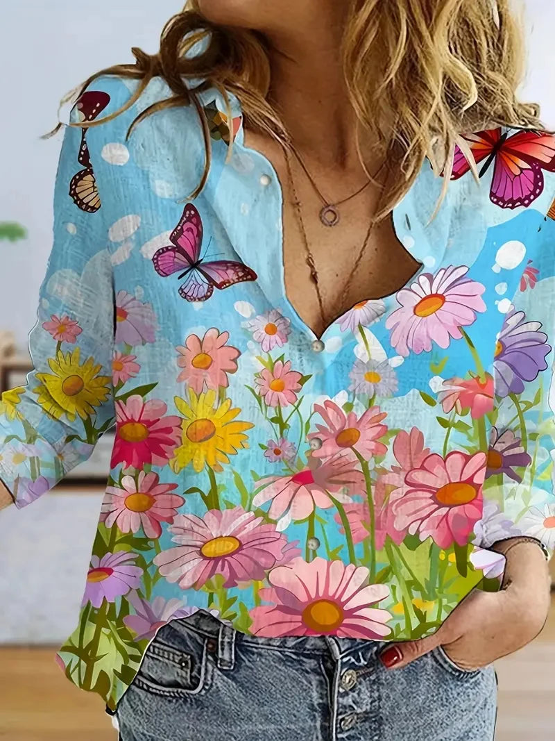 Women's Printed Button Front Shirt in Assorted Designs