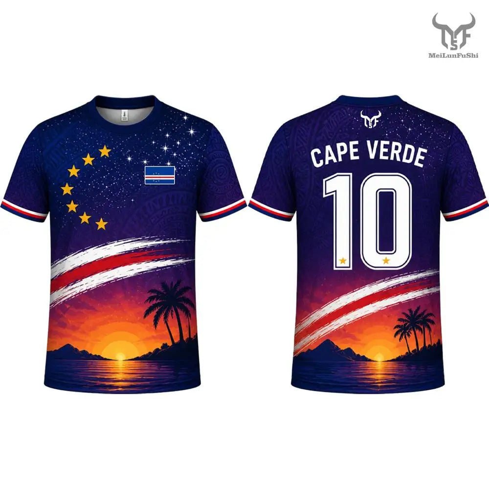 Cape Verde Football Short Sleeve Jersey For Sports Outfits