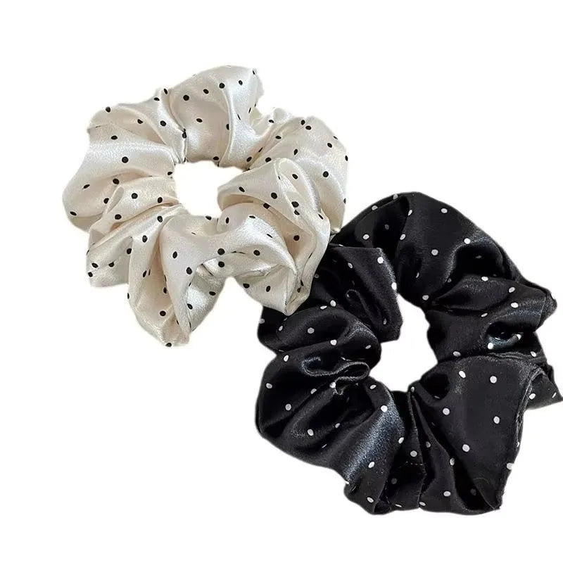 Polka Dot Fabric Scrunchie Elastic Hair Band for Ponytail Styling