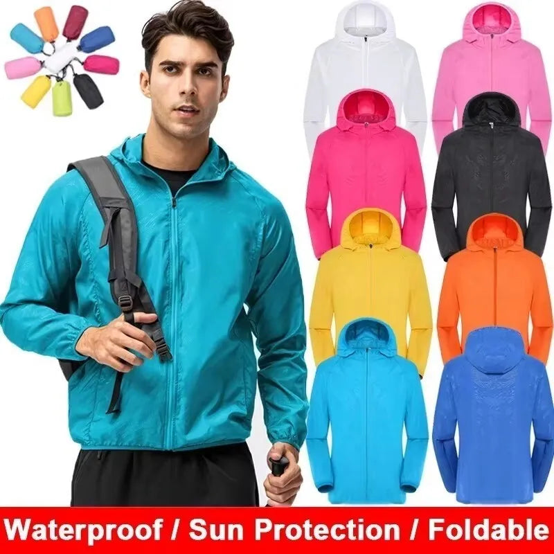 Hooded Long Sleeve Full Zip Outdoor Hiking Jacket with Pockets