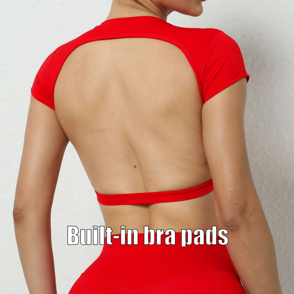Women's Open Back Cap Sleeve Sports Crop Top
