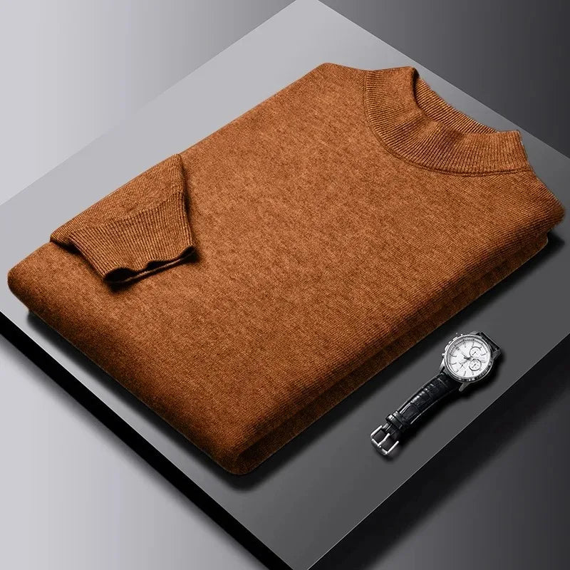 Men's Mock Neck Long Sleeve Knit Sweater