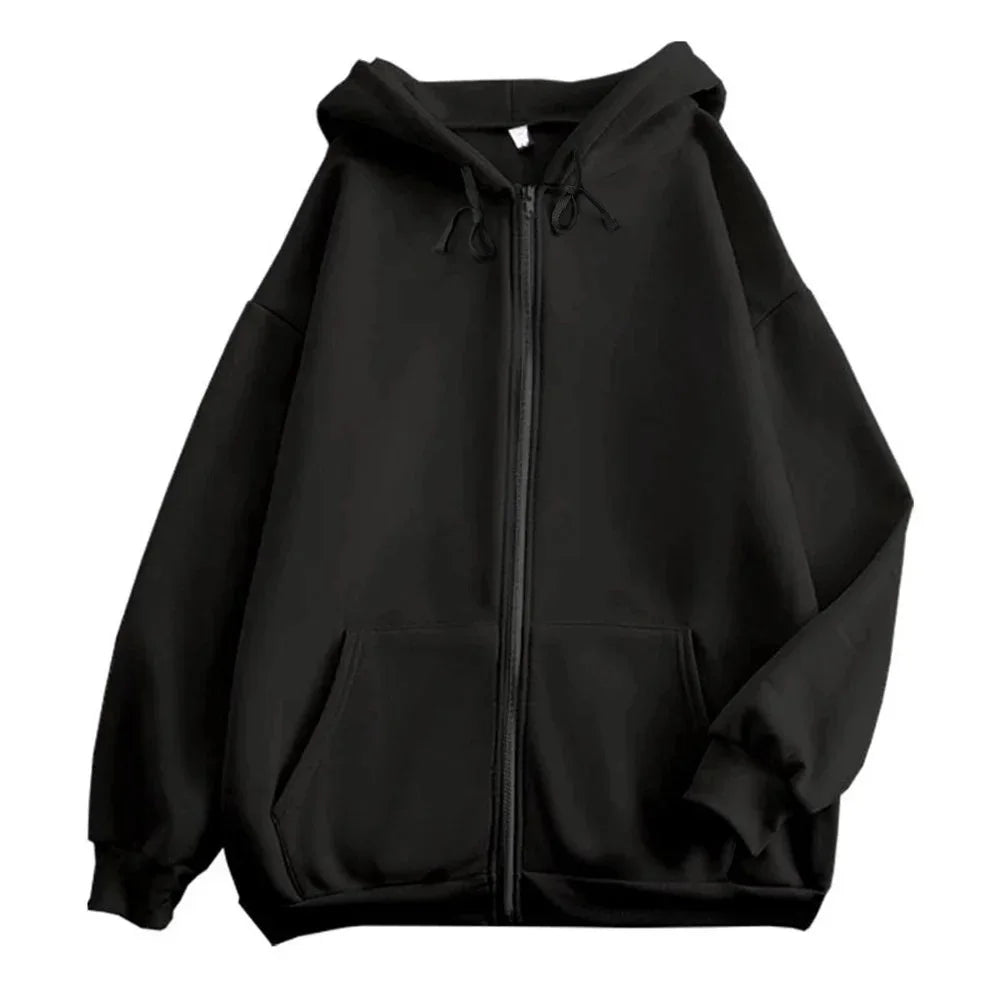 Long Sleeve Full Zip Casual Hooded Sweatshirt for Layering